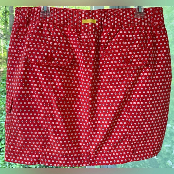Lands End 12 Dark Orange & White floral Skorts. Front slant pockets, hip pocket - Picture 8 of 13